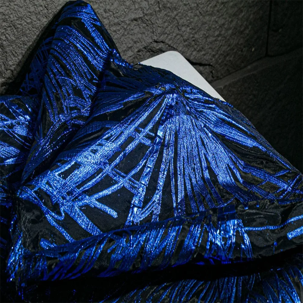 

Red and Blue Jacquard Embroidered Fabric for Transforming Wedding Dress Designer Fashion Clothing Cloth Diy Sewing By The Meter