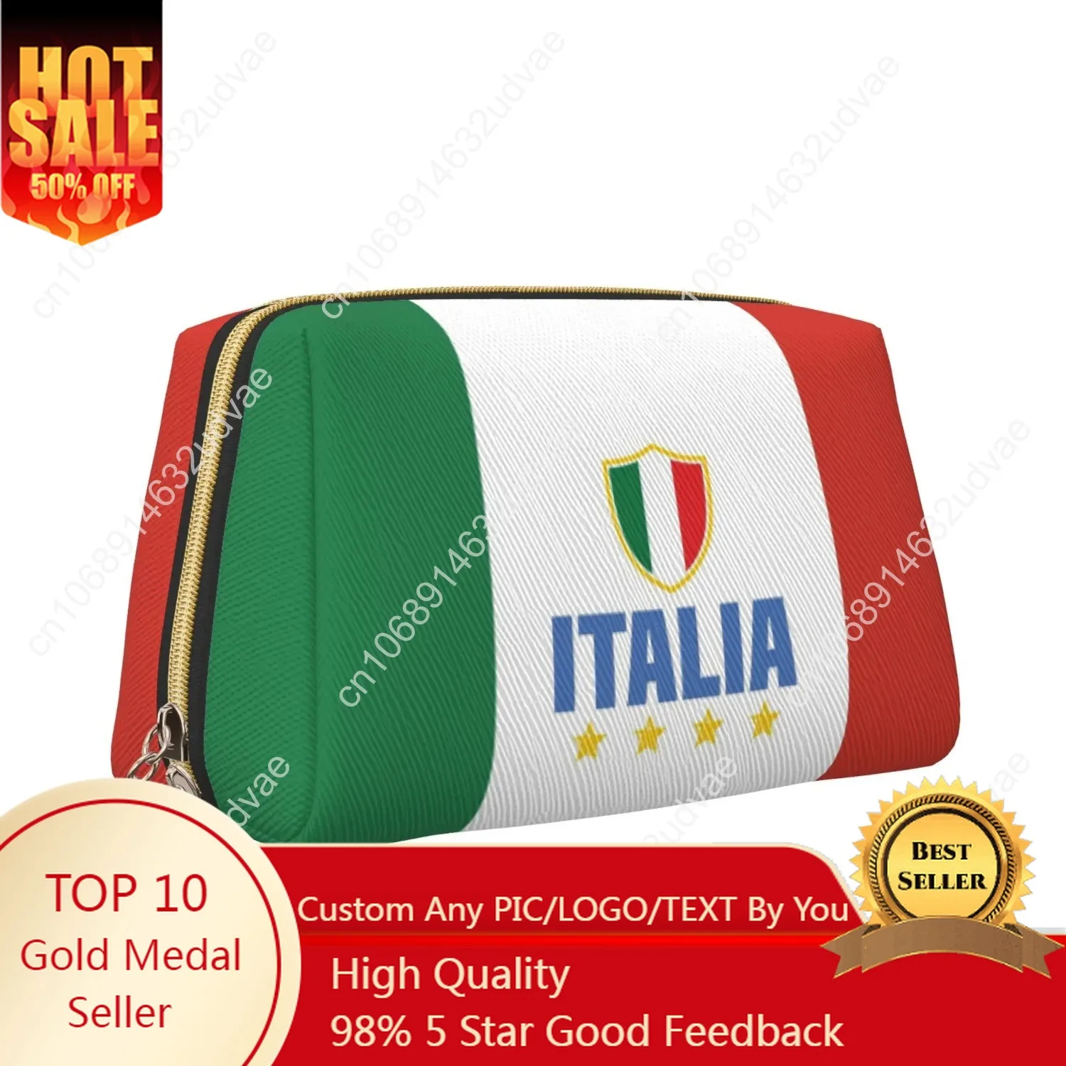 

Italian Flag Pattern Makeup Bag Leather Travel Cosmetic Bag Women Large Capacity Waterproof Toiletry Bag Makeup Organizer Gift