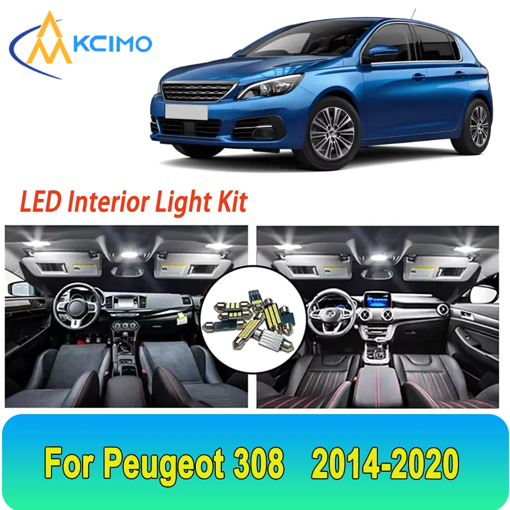 

New Light Bulb For Peugeot 308 (2014-2020) Premium Bright LED Interior Dome Map Trunk Light Kit Car Led Lamps Canbus Car LED
