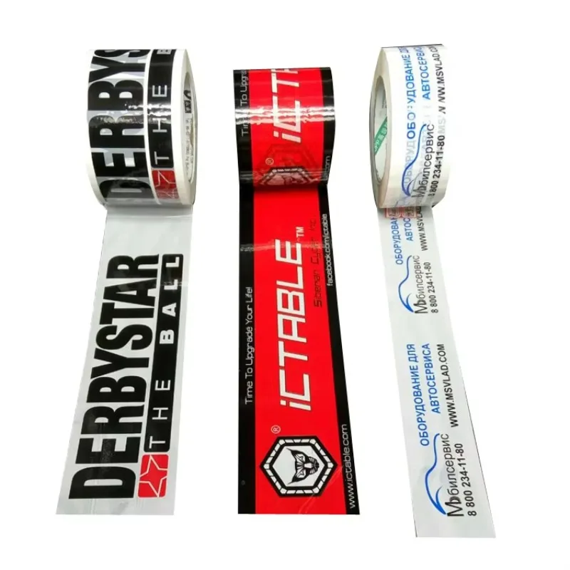 Logo Printed BOPP Adhesive Packing Tape Single 48mm 66m Acrylic Pressure Sensitive for Carton Sealing Company Logo Printed