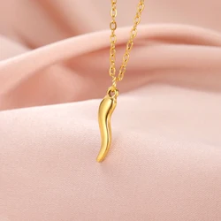 Teamer Italiaanse Hoorn Roestvrij Stalen Ketting voor Vrouwen Mannen Geluk Sieraden Zelfbescherming Symbool Hanger Geen Roest Groothandel