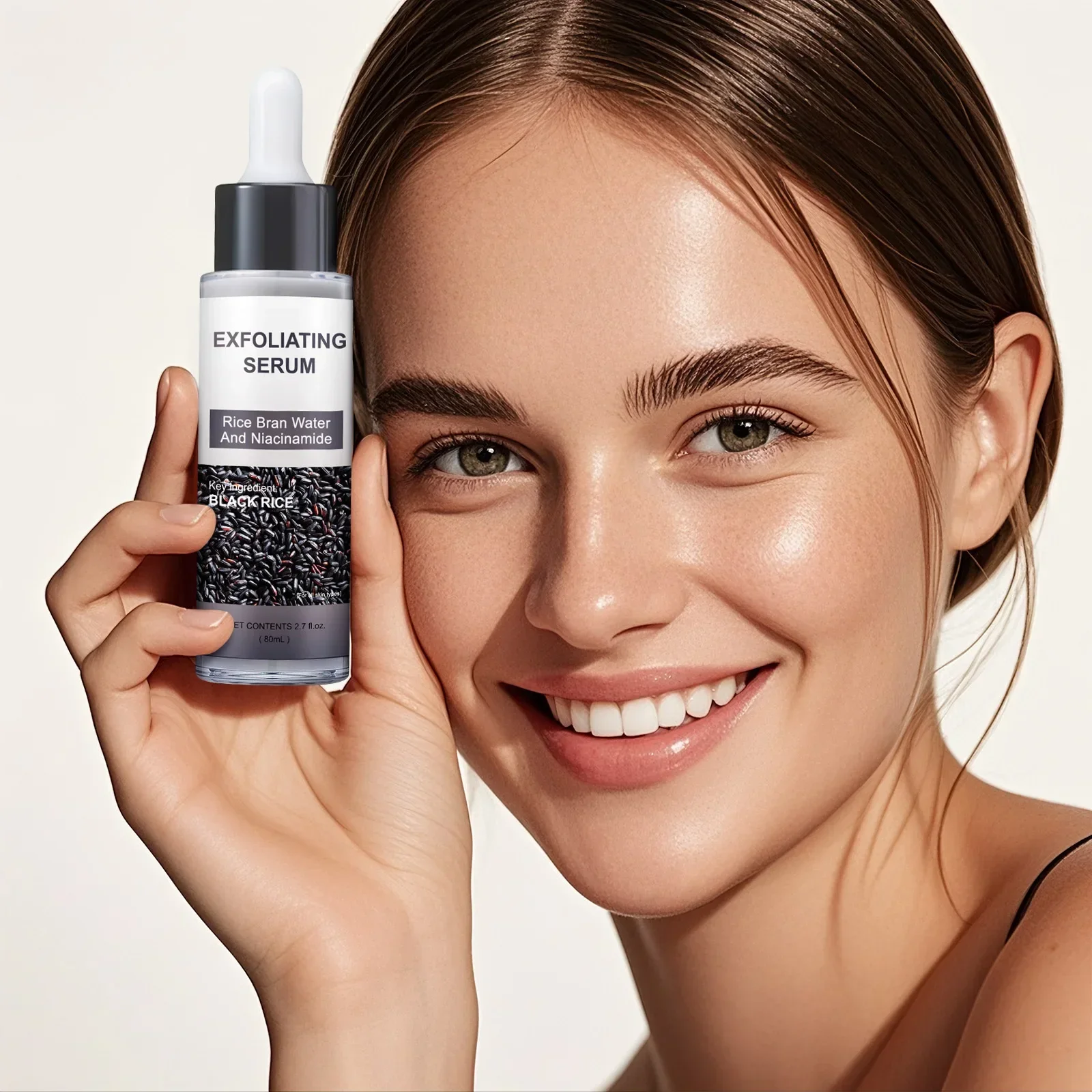 Black Rice Face Serum 80ml - With Rice Bran Water, Niacinamide & Lactic Acid. Gently Exfoliates, Reduces Blackheads & Brightens.