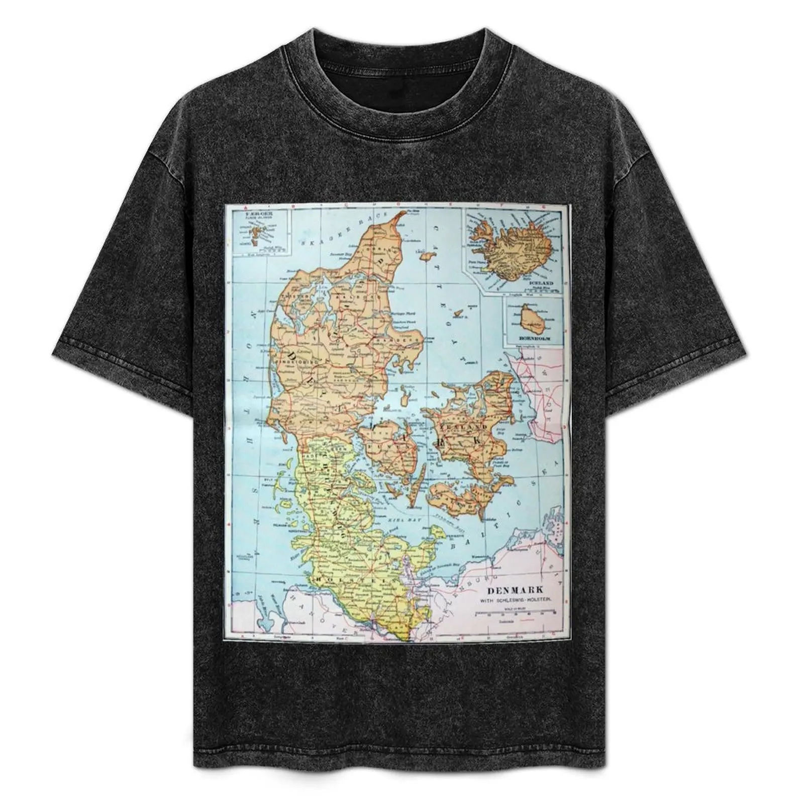 

Vintage Map of Denmark (1905) T-Shirt customizeds plus size tops man clothes blue archive t shirt men