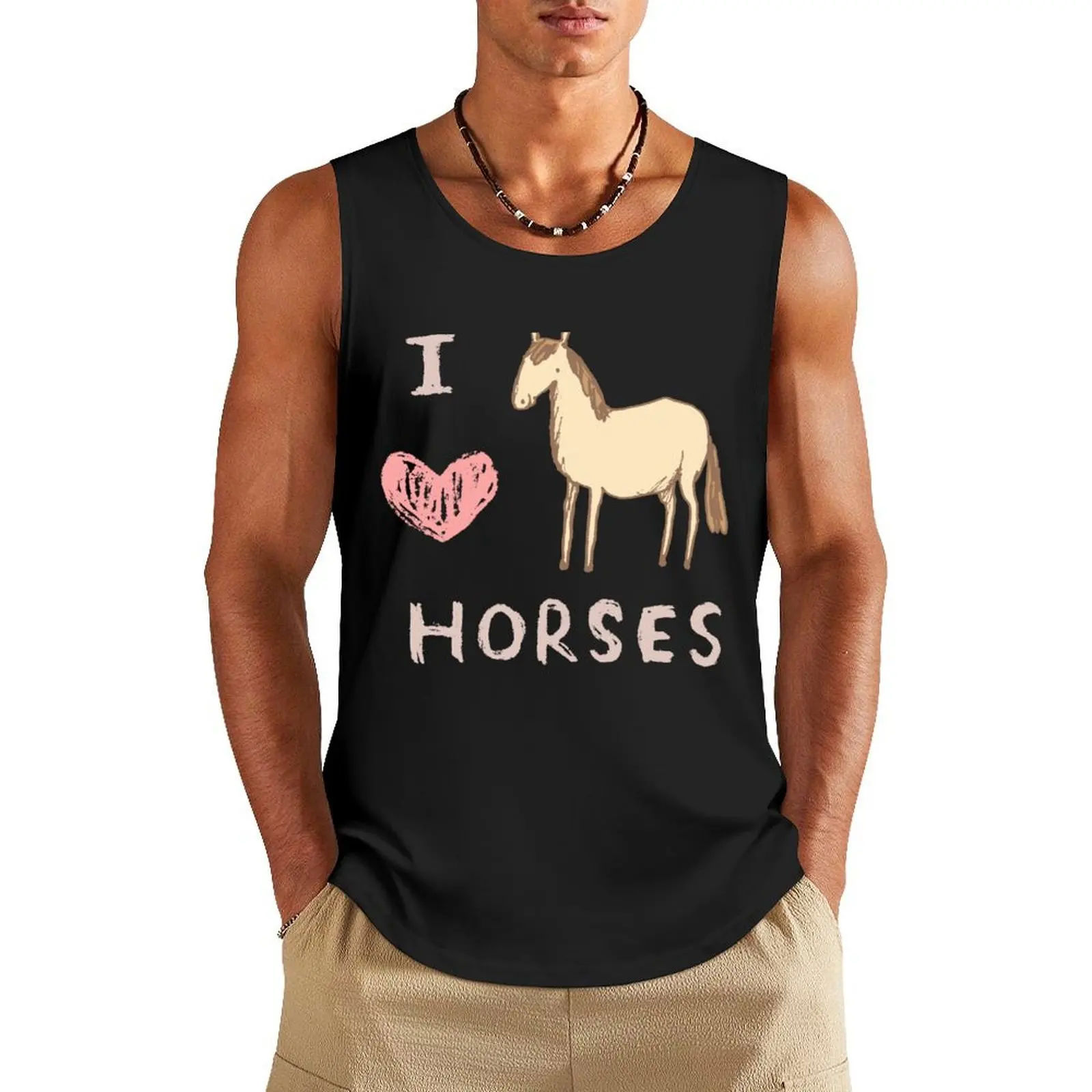 

I  Horses Tank Top man vest summer clothes men 2025 sleeveless man shirts t-shirt gym man