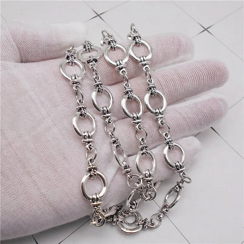 1Meter Bohemia Antique Silver Color Chain Bracelet Handbag Chain Necklace Women Vintage DIY Jewelry Chains Big Size