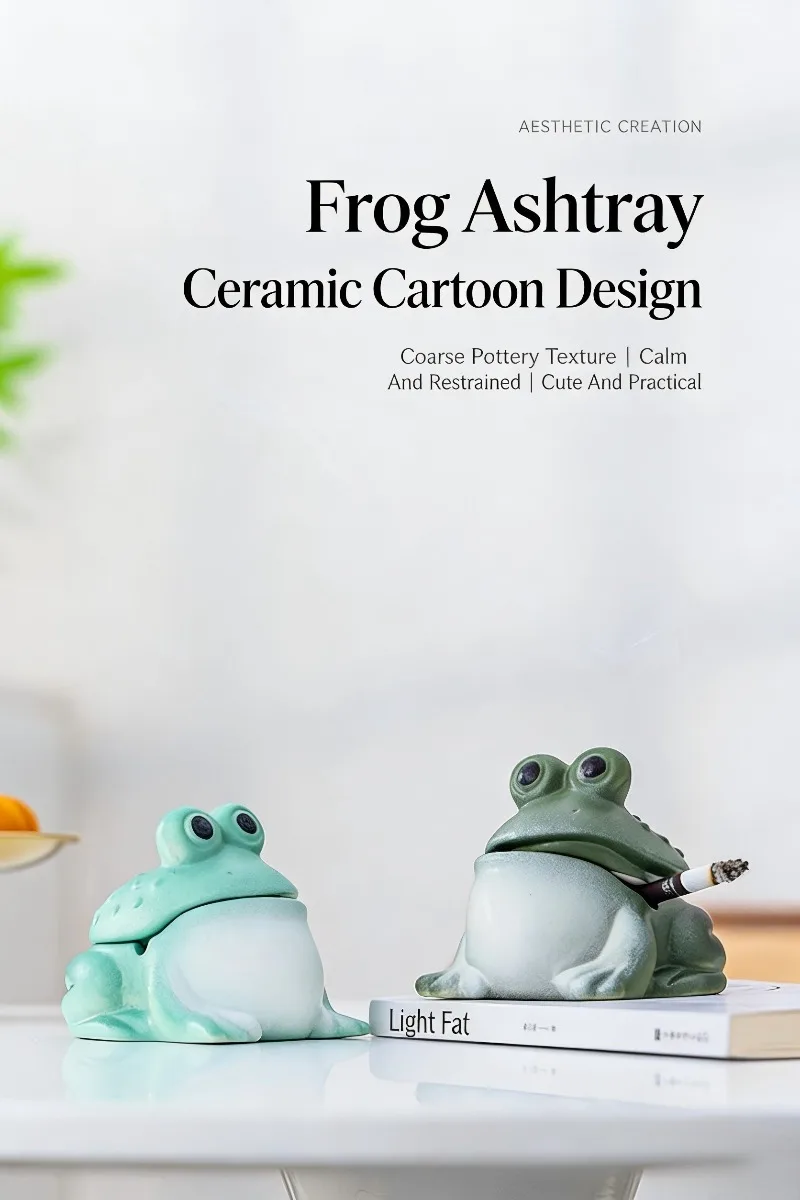 

Креативная керамическая пепельница в виде лягушки, милый настольный декор для дома, художественный аксессуар для рабочего стола в гостиной