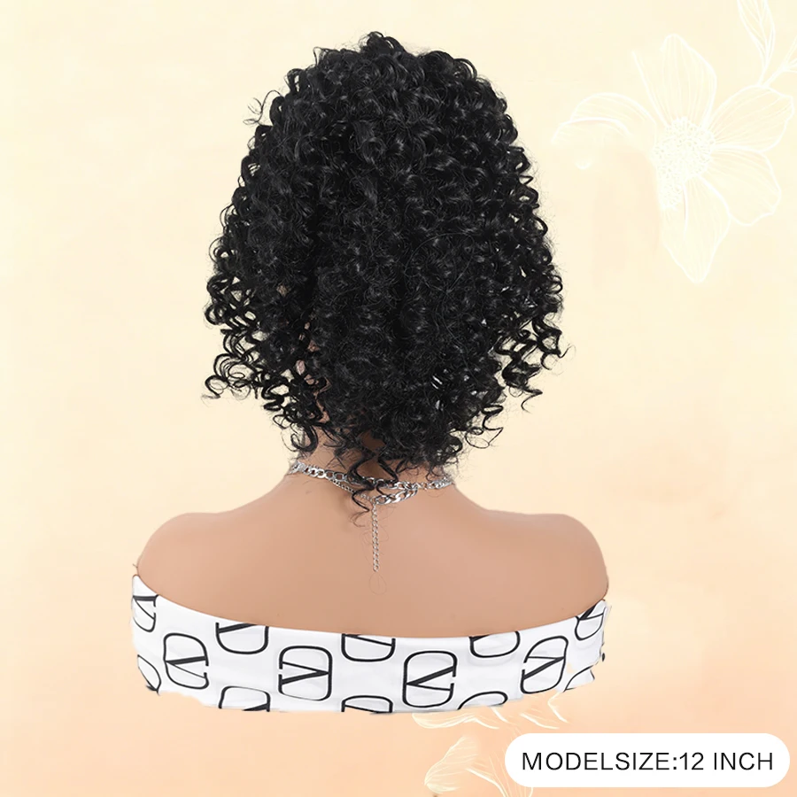 Short Kinky Curly Ponytail  Women10Inch Drawstring Curly Ponytail with Two Clips Synthetic Afro Drawstring Ponytail Extensions