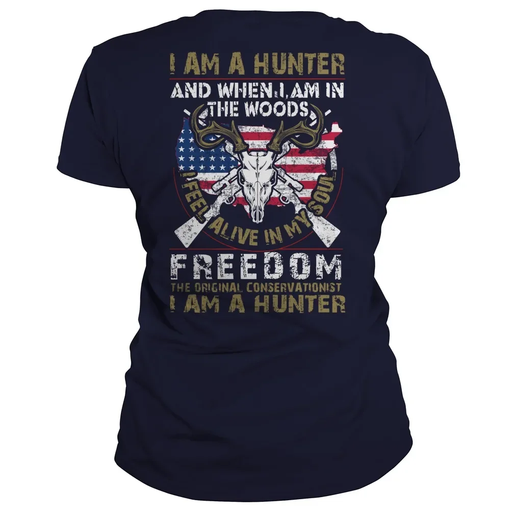 American Hunter Inscriptions T-Shirt 100% Cotton O-Neck Summer Short Sleeve Casual Mens T-shirt Size S-3XL