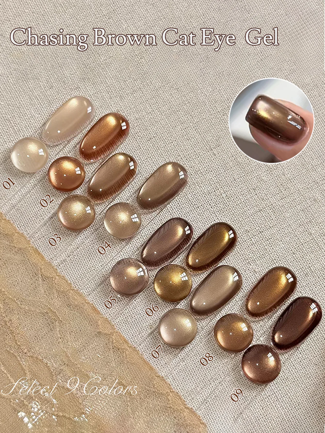 1pcs SHAKA Autumn And Winter Vintage Coffee Cat Eye Gel Nail Polish Transparent Amber Caramel Brown Whitening Versatile Nail Art