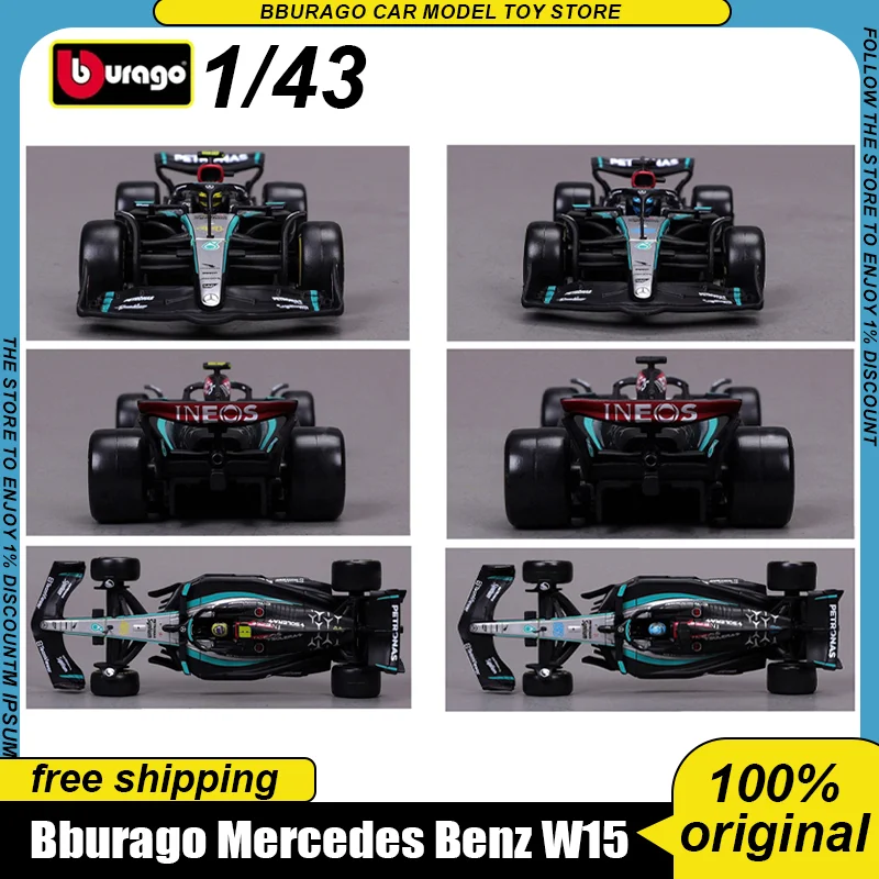 New Bburago 1:43 Mercedes-Amg F1 W15 E Performance Great Britain Gp #44 #64 Alloy Miniature Diecast Model Toy Car Model Kid Gift