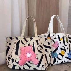 Trendy Brand Tote Bags Fashion  Cartoon Large Capacity Canvas Single Shoulder Bag  Shopping Bags For Mom Cute Printing Handbags