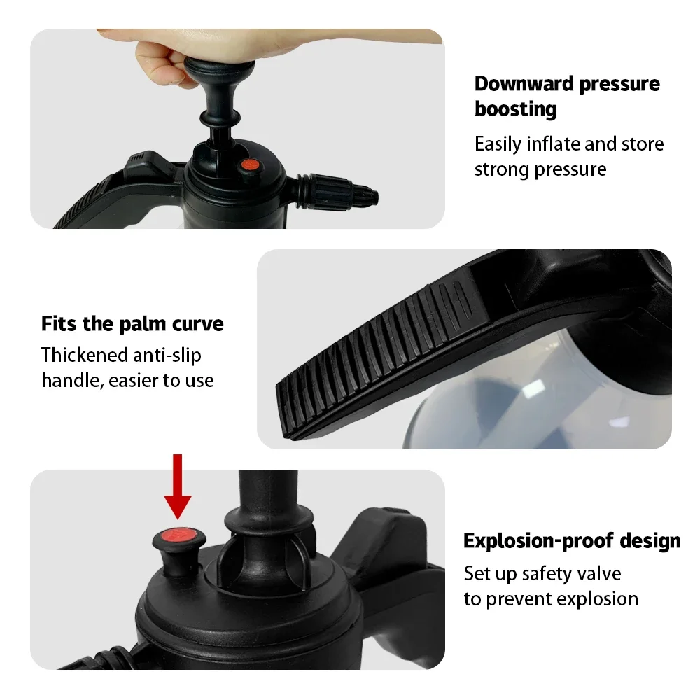 Buse de pulvérisation de mousse de pompe à main pour voiture, rondelle pneumatique à main, canon à mousse de neige, lavage automatique, bouteille de pulvérisation pour la maison, les livres de voiture, 2L