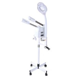 3 in 1 Ozone Nano Ionic Facial Steamer Upgrade Hot Cold Steam Vaporizer Humidifier with 8X LED Magnifying Lamp Beauty Salon Spa