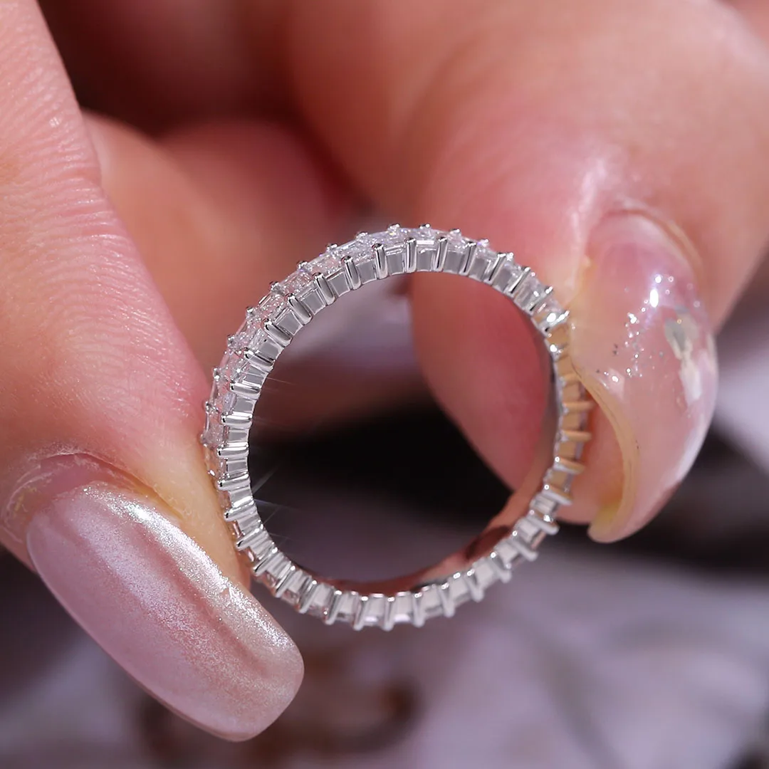 Anello a fascia intera classico Provence Anello da 14 kg in oro DEF/VVS con diamanti coltivati in laboratorio per le donne Matrimonio Fascia a una fila personalizzata personalizzata