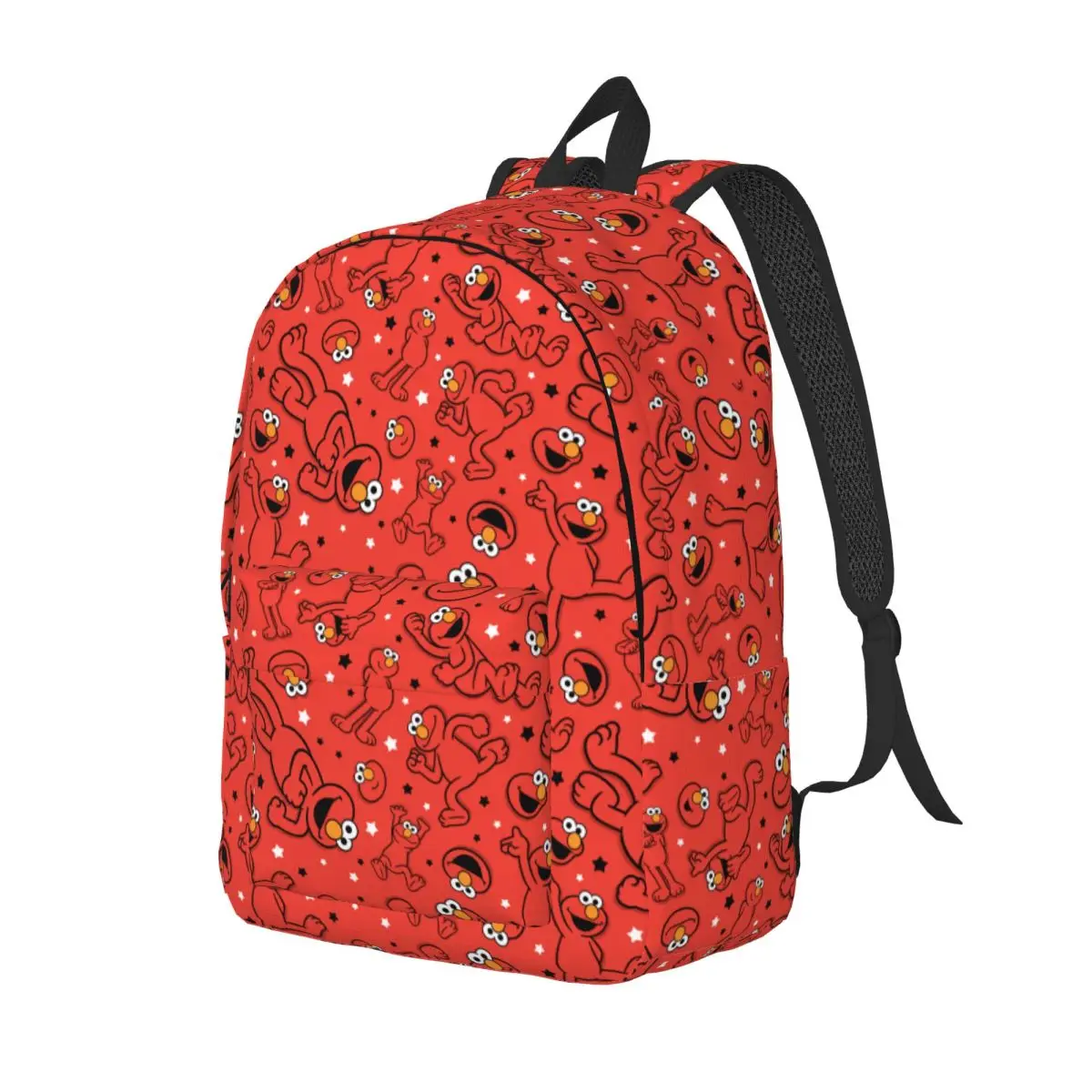 Red Dancing Elmo Cookie Monster Pattern Cool Backpack Outdoor High School Hiking Travel Daypack Men Women Laptop Shoulder Bag