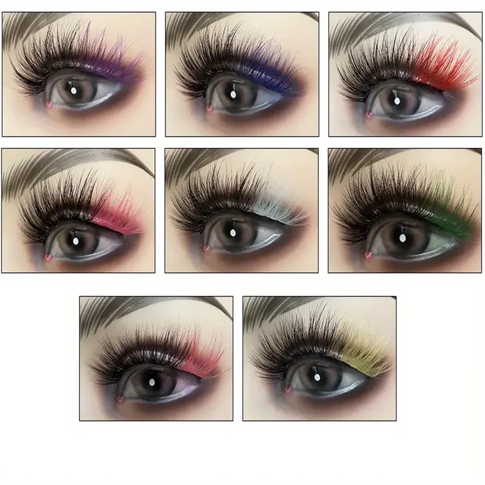 8 pares de pestañas postizas de colores de alta calidad, pestañas individuales que crean una personalidad diferente, extensiones de pestañas 6