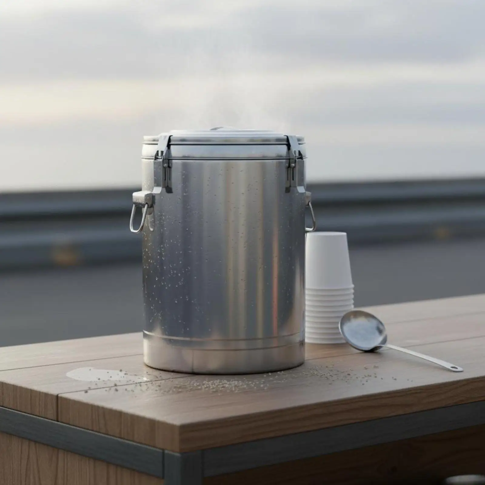 Large Capacity Stainless Steel Bucket for Food Transport Insulated Thermal Container with Secure Locking Lid for Cafes