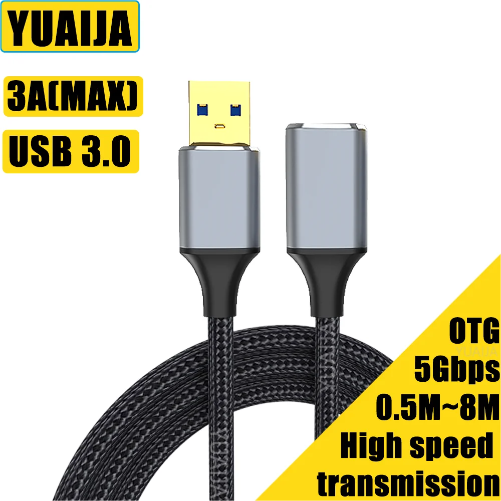 3A USB 3.0 Data Cable Extended 5-meter Male to Female High Speed Universal Data Cord for Smart TV SSD PS4 PS3 Xbox Laptop Camera