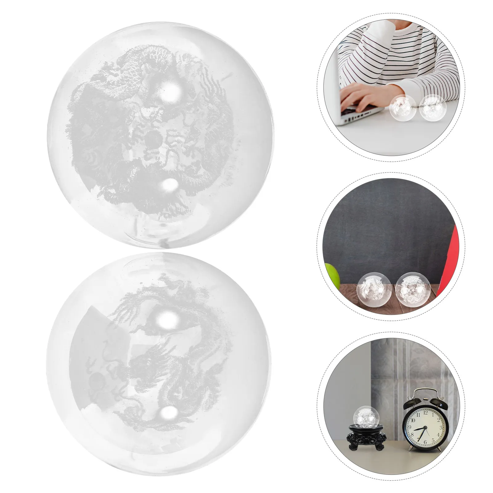 

4Pcs Crystal Hand Balls Baoding Massage Tool Dragon Pattern Stress Relief Finger Exerciser Hand Flexibility Strengthener