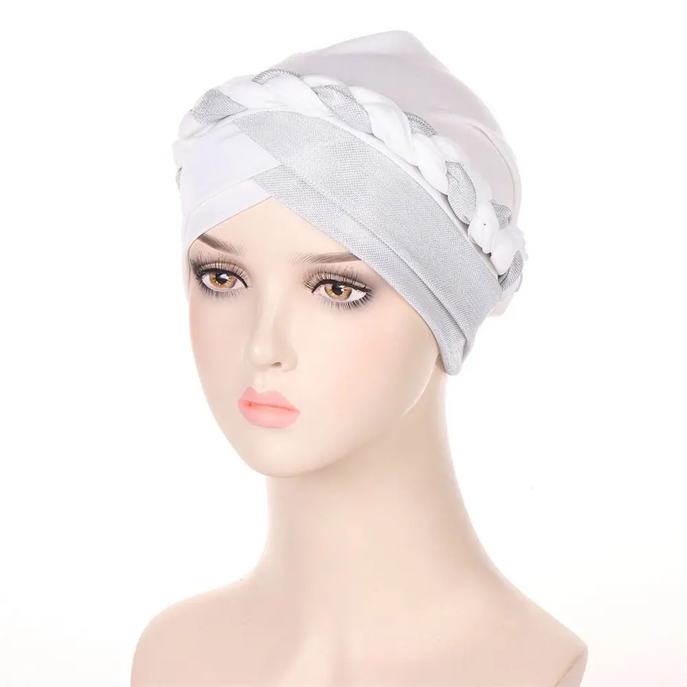 Women Cancer Hat Chemo Cap Muslim Braid Head Wrap Turban Hat Lady Indian Islamic Headwear Sleep Cap