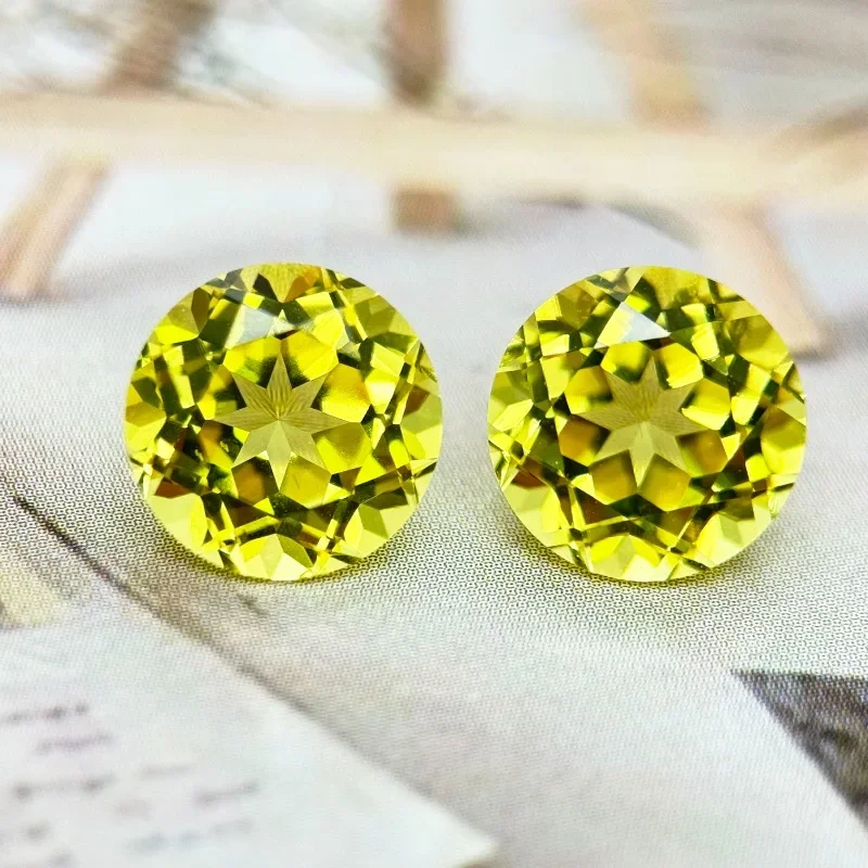 

A-Lab Grown Sapphire Round Shape Yellow Color Charm Bead Top Quality for Diy Jewelry Making Pendant Selectable AGL Certificate