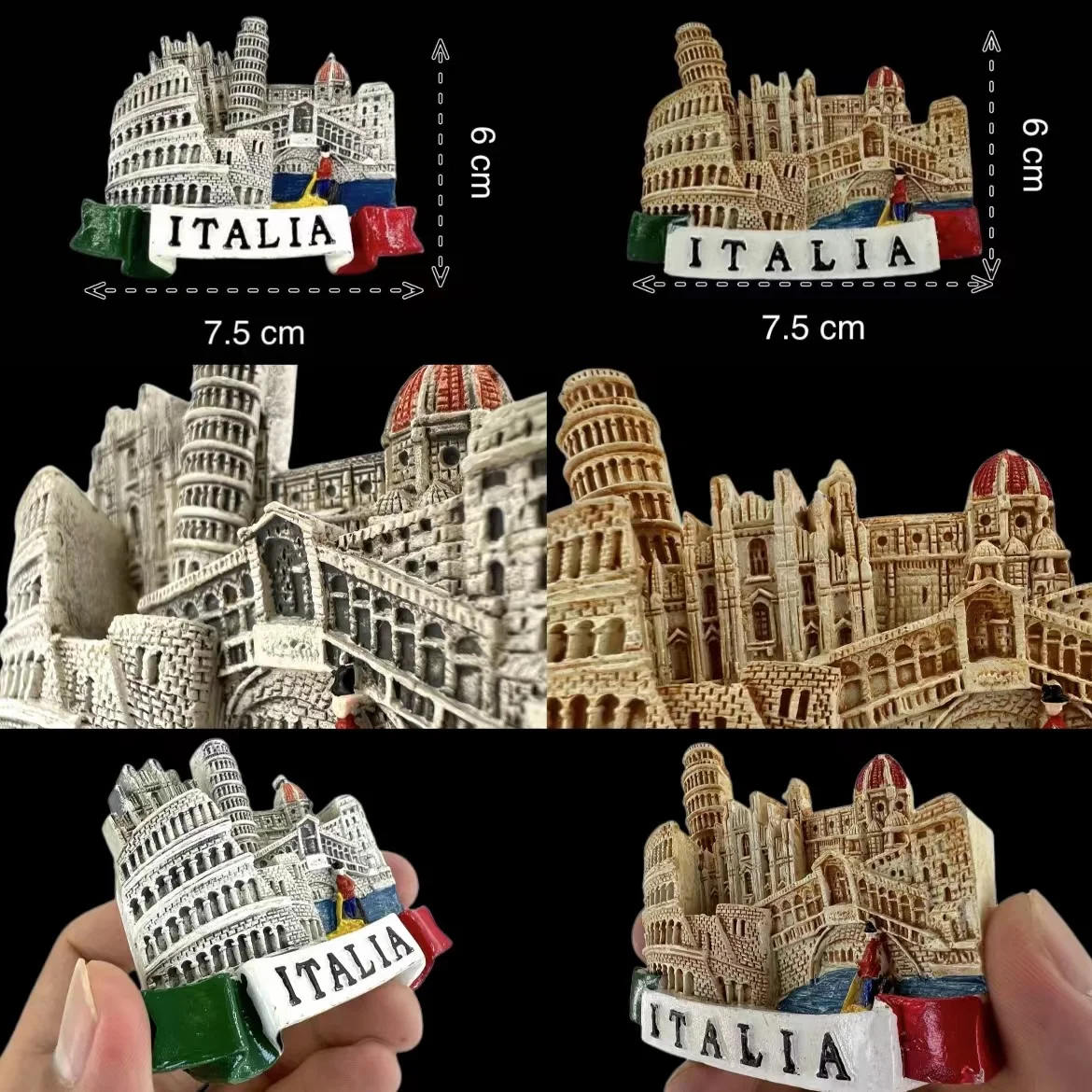 Rome Leaning Tower of Pisa Vatican City Colosseum Italy Fridge Magnets Horseshoe Travel 3D Memorial Magnetic Refrigerator