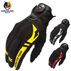 MONSTER PARK Motorcycle Gloves Adjustable Knob Full Finger Touch Screen Gloves Breathable Anti-Shock Riding Moto Gloves For Men