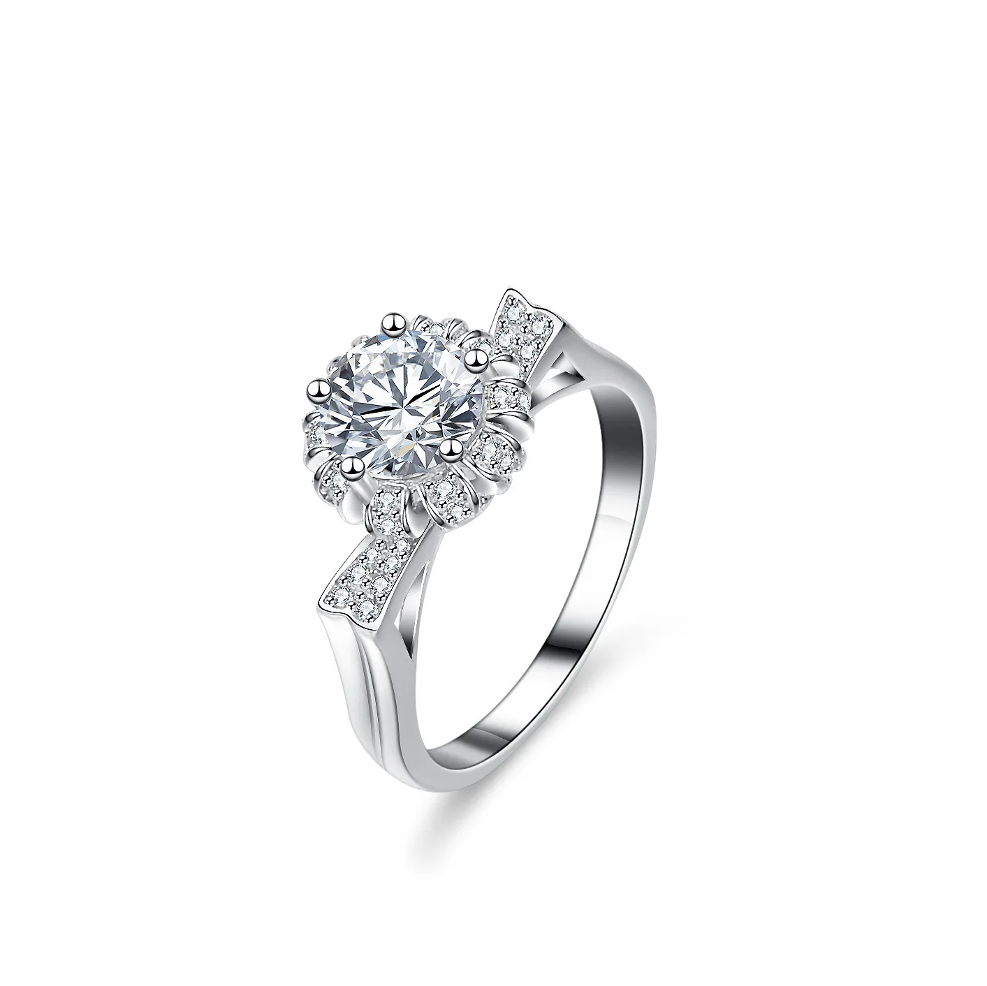 

18K gold ring D color moissanite cross row ring full of diamonds one carat PT950 platinum ring wedding engagement gift