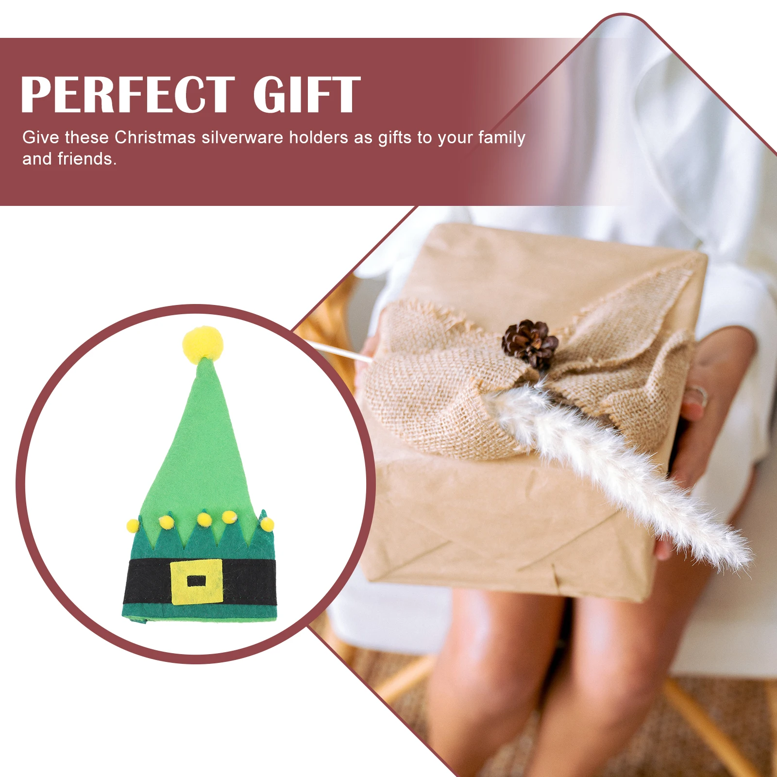 

8Pcs Non-Woven Xmas Hat Cutlery Bags Christmas Forks Clothes Tableware Cover Xmas Fork Cutter Bag Exquisite Christmas