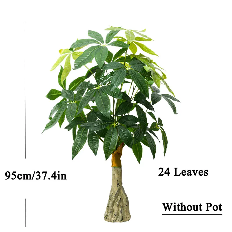 95 cm große künstliche Pflanzen, gefälschter Monstera-Baum, Kunststoff-Palmenblätter, tropischer grüner Glücksbaum für Zuhause, Garten, Outdoor, DIY-Dekoration – Detail 3