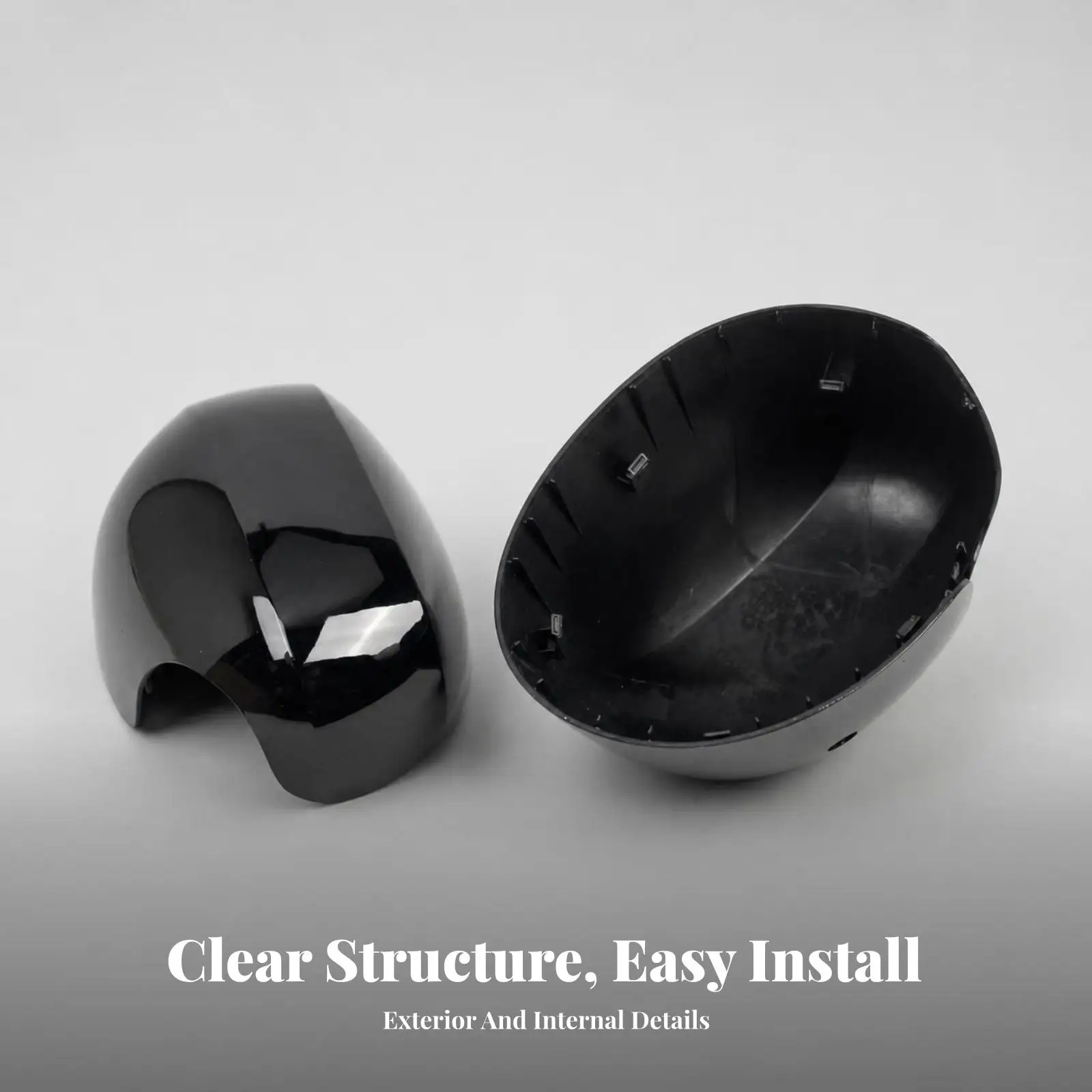 Side Mirror Cover Glossy Black Snap-in Mirror Cover