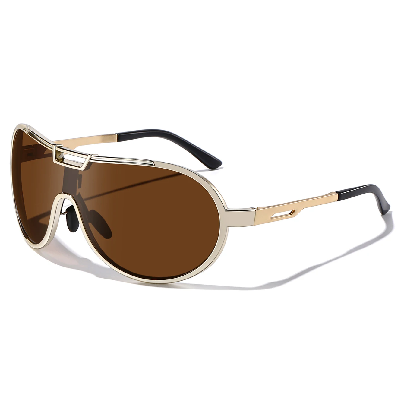 Modische Sonnenbrille für Damen und Herren, runde Brille mit großem Rahmen und UV-Schutz zum Fahren, Wandern, Reisen – Detail 9