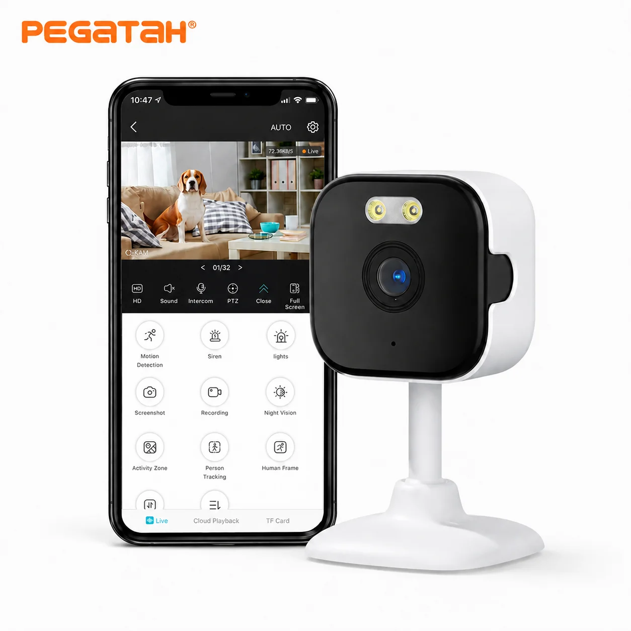 PEGATAH 5MP IPC  Baby Monitor Wifi Security Protection Camera Smart Life Home Night Vision Wireless Two Way Audio Cam Ok-cam Pro