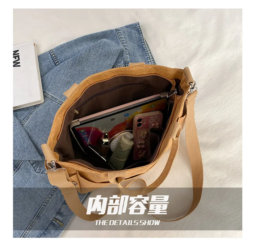 Women's Tyvek Shoulder Bag Fashion Crossbody Handbag Retro Large Capacity Bag Multi Pocket Zipper Casual Tote Bags Designer Bag