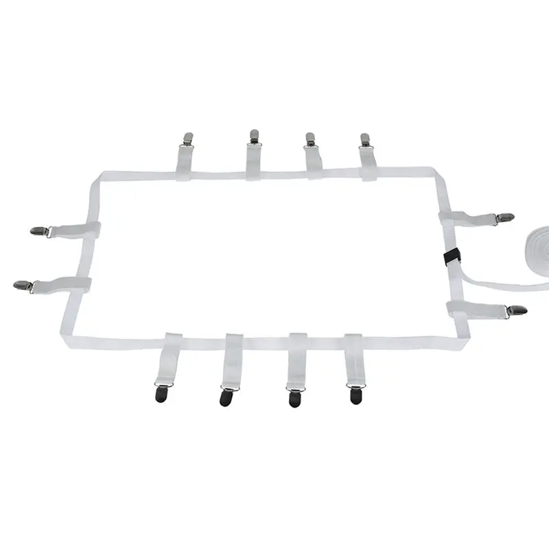 

CYCLI-Elastic Suspenders 12 Clips Adjustable Bed Sheet Holder Straps Fasteners Bedding Accessories For Sheets Keep Tidy