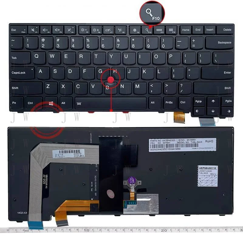 

Клавиатура DDW US с подсветкой и указателем указателя (трекпойнтером) для Lenovo ThinkPad T470 T480