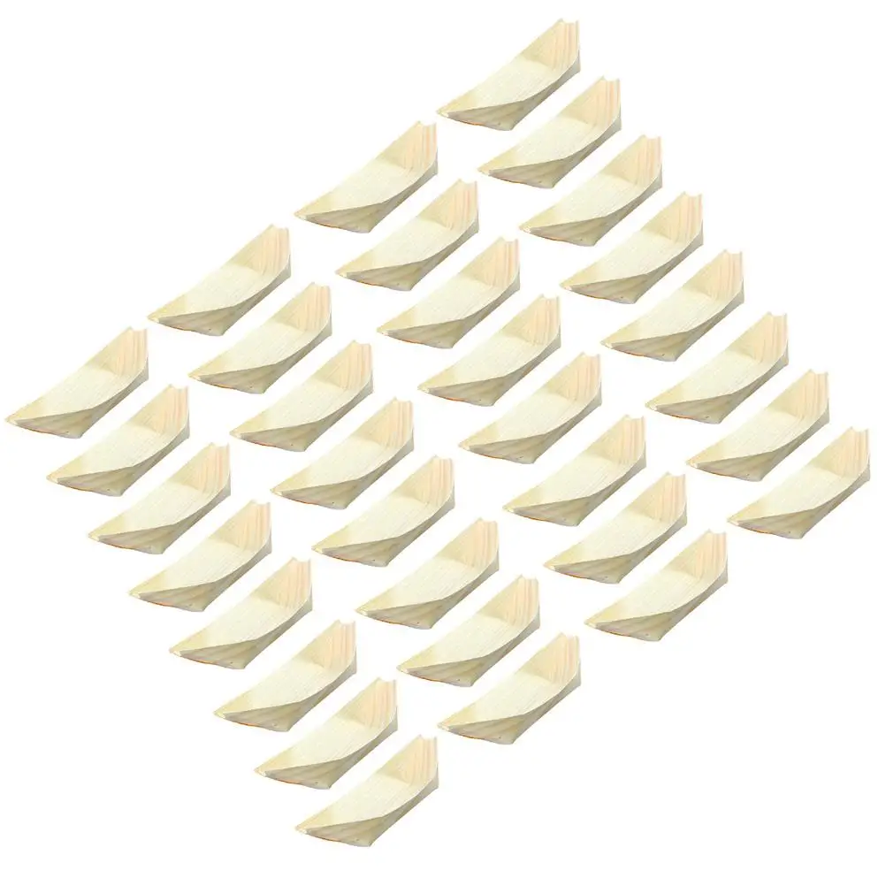 

50pcs Wooden Boat Food Containers Natural Snack Containers Food Tray Japanese Tableware Kitchen Bar Supplies