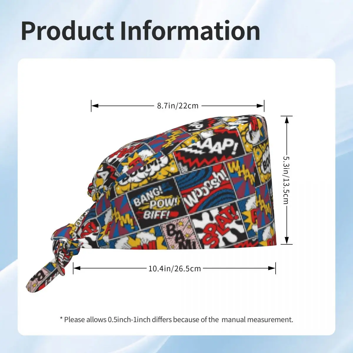 Custom Comic Book Superheroes Pattern Working Cap Surgical Hats Women Men Operating Room Cap Nursing Cap Lab Works Hat