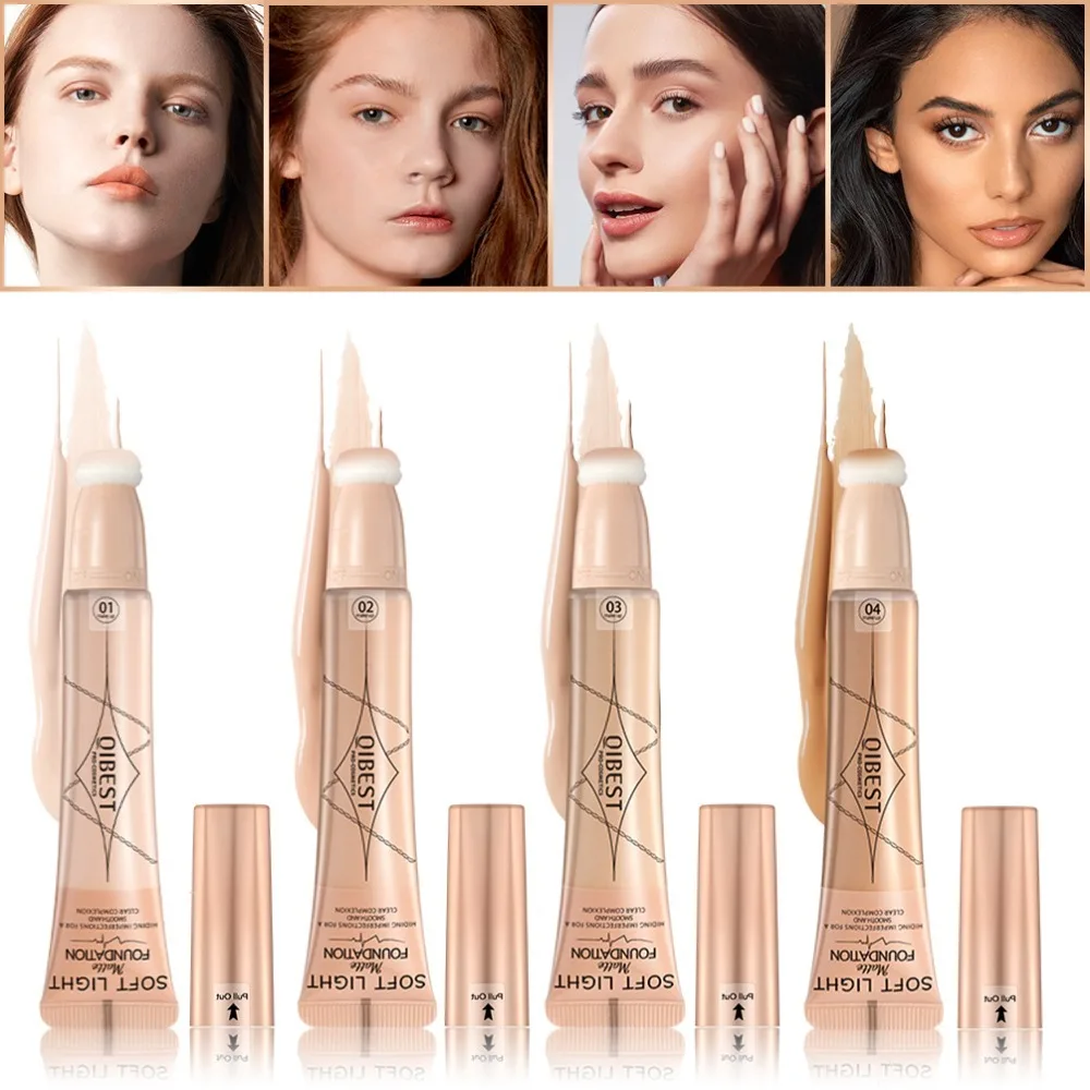 Crème de fond de teint liquide 4 couleurs, imperméable, longue durée, contrôle de l'huile, crème de Base contre l'acné, maquillage, correcteur mat hydratant