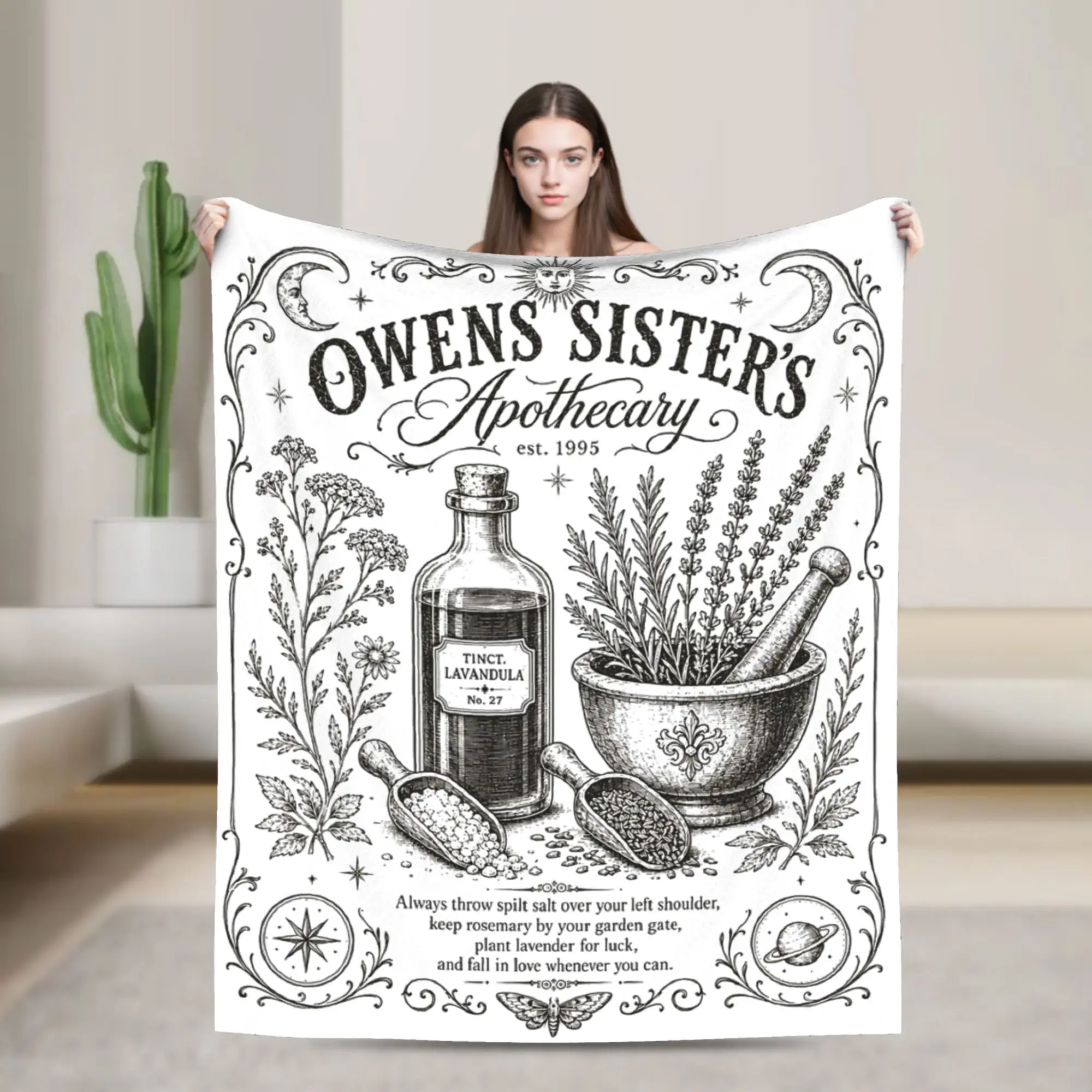 Owens Sisters Apothecary Halloween Practical Magic Blanket Fleece Textile Decor Super Warm Throw Blanket for Bedding Bedspread