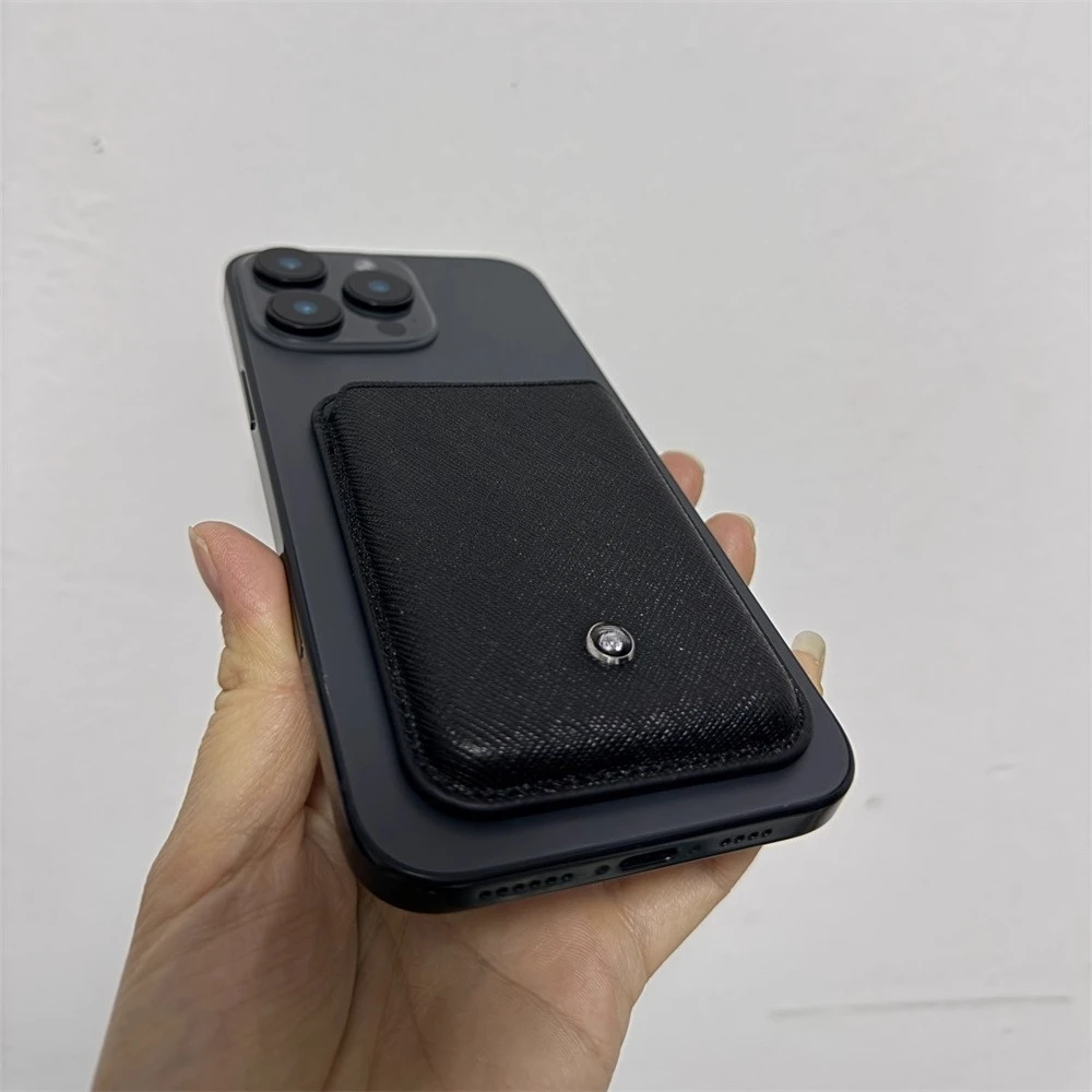 بطاقة جلدية قوية مغناطيسية بسيطة لهاتف آيفون 17 برو ماكس 16 15 14 13 12 Magsafe محفظة حافظة للبطاقات فتحة الجيب