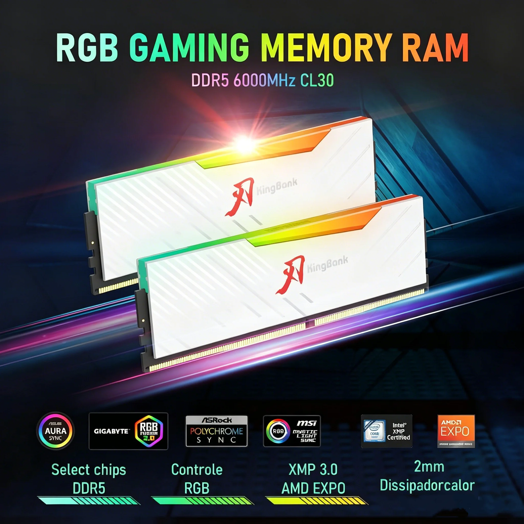 KINGBANK KRRW DDR5 RGB RAM 16G - огляд і ціна Ddr5 16Gb 6000Mhz