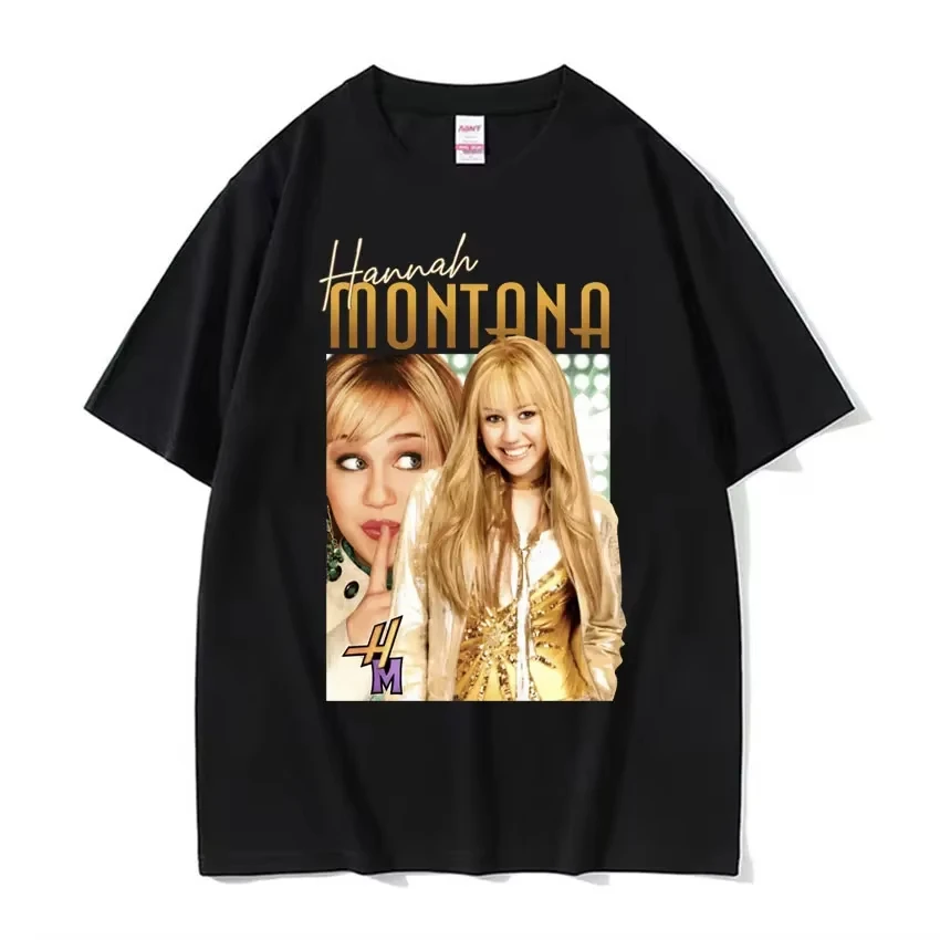 

Summer Hannah Montana Logo T-shirt Men Women Casual Short Sleeve Tee Shirt Unisex Fashion Aesthetic Trend Y2K T-shirt Streetwear