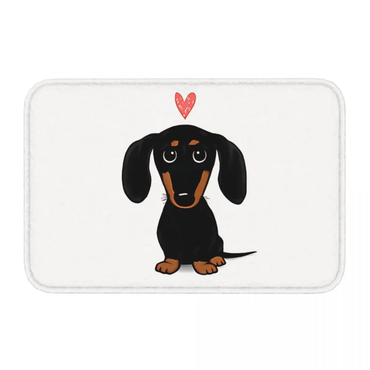 Black And Tan Dachshund With Heart Cute Cartoon Wiener Dog Bath Mat Rug Home Doormat Kitchen Carpet Balcony