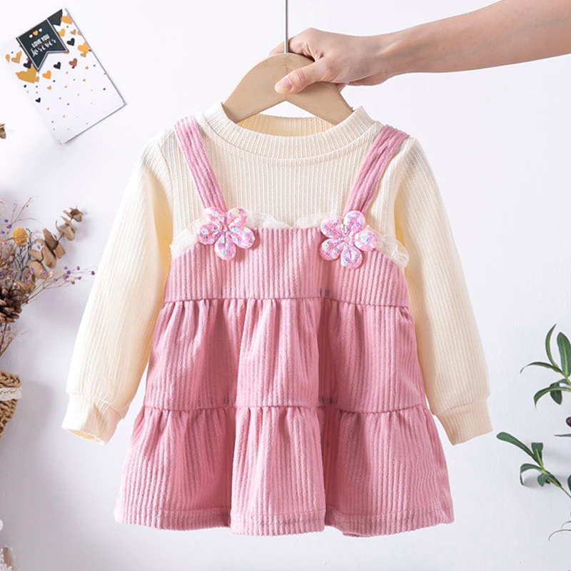 

Long Sleeve Baby Girl Dress Sequined Flower Princess Costume Kid Clothes Autumn Outerwear Cute Children Girl Dress Infant A1136