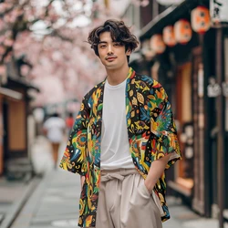 Summer Samurai Kimono Cosplay Stylish Haori Streetwear Kimono Japanese Fashion Men Yukata Elegant Cardigan Vintage Robe