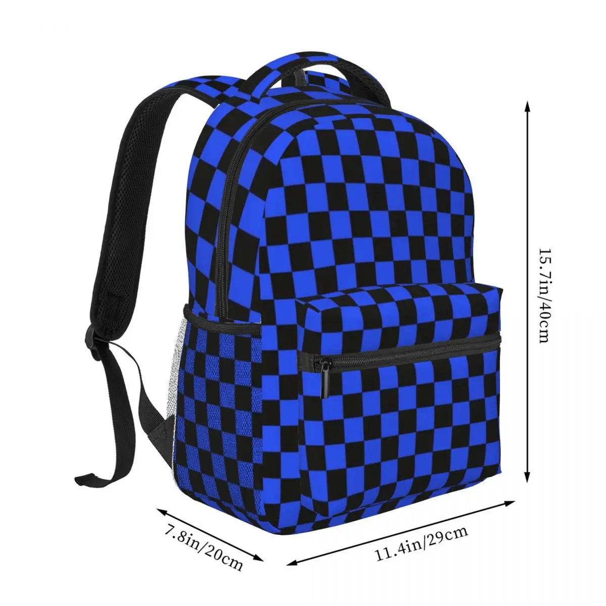 Black And Blue Check Checked Pattern Backpacks Boys Girls Bookbag Children School Bags Cartoon Laptop Rucksack Shoulder Bag