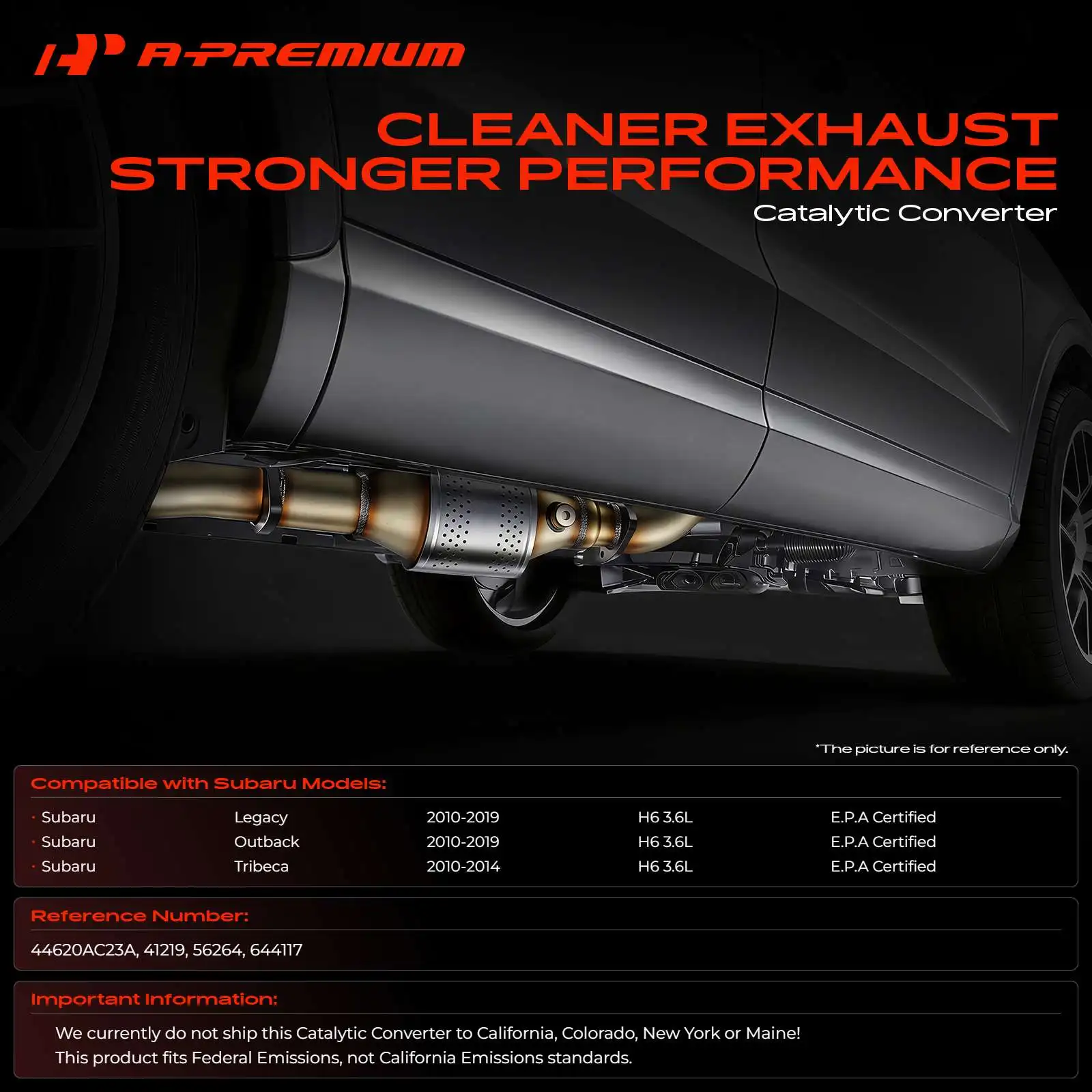 A-Premium Left Catalytic Converter for Subaru Outback Legacy 2010-2019 Tribeca 2010-2014