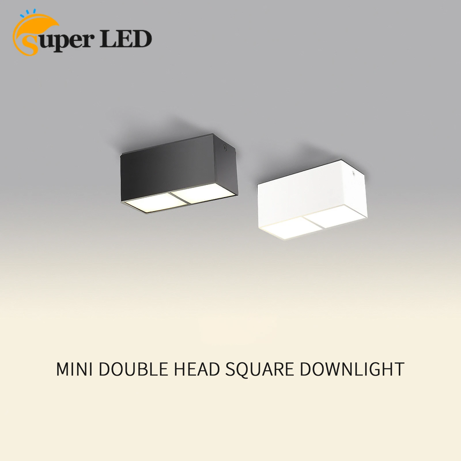 Hoge Helderheid Oppervlak Gemonteerde Led Plafond Spotlight Lampen Led Rechthoekige Dubbele Koppen Nordic Square 2X7W Downlight Voor Hotel