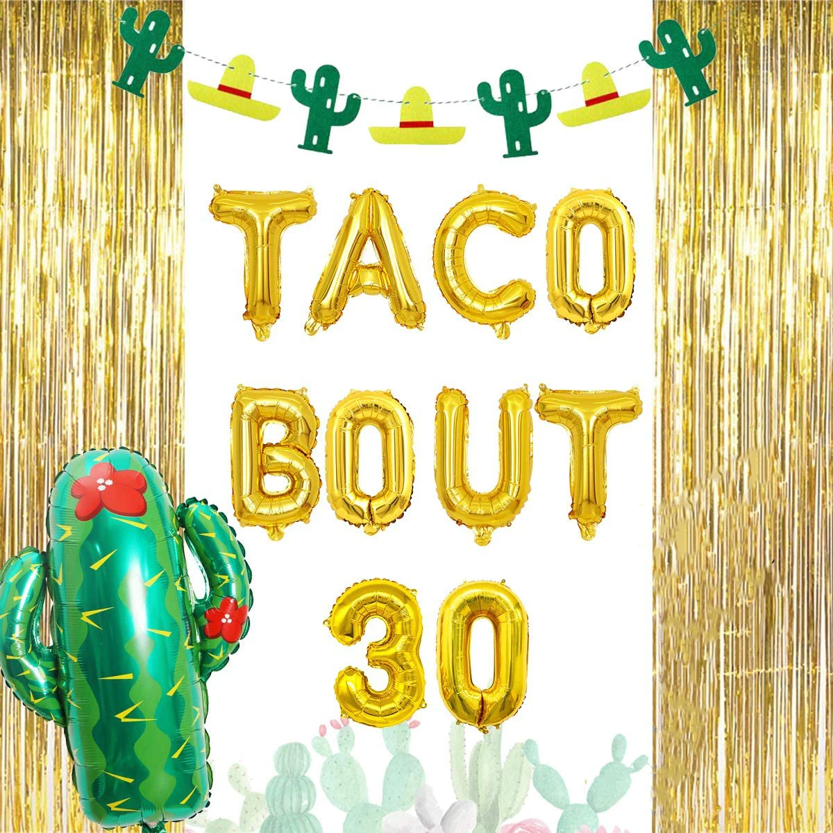 

Funmemoir Mexican Fiesta 30th Birthday Party Decoration Set Gold Taco Bout 30 Balloon Cactus Garland Thirty Birthday Supplies